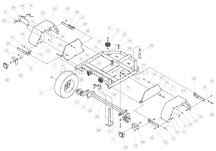 DomesticáFrameáAssembly Diagram and Parts List for CH8993H 76835 Bear Cat Chipper Shredder